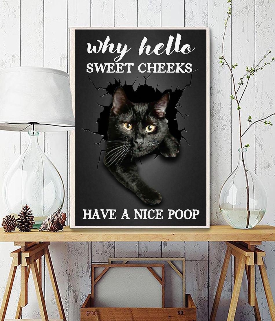 Black cat why hello sweet cheeks have nice poop canvas