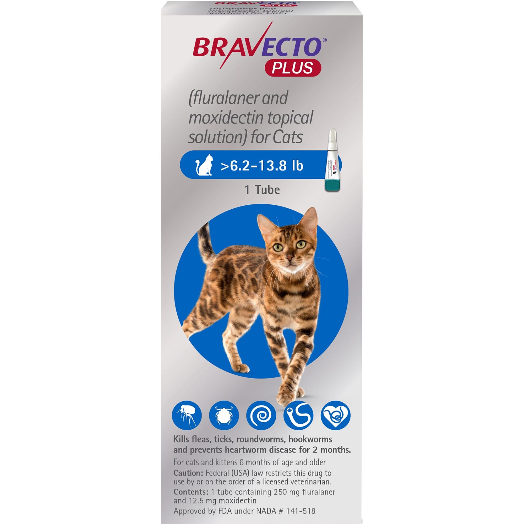Bravecto Plus Topical Solution for Cats Greater Than 6.2 ...