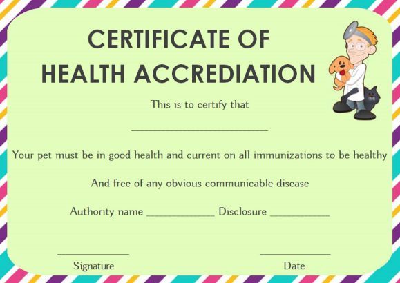 Dog Health Certificate for Travel Template