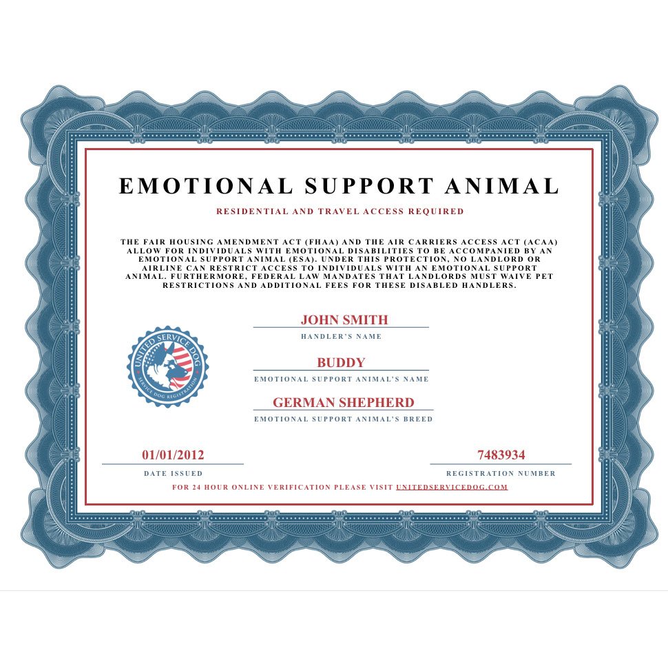 Emotional Support Animal Certificate