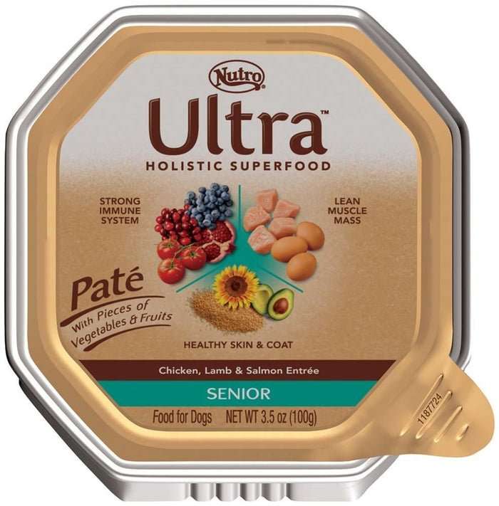 ULTRA Pate Chicken, Lamb &  Salmon Entree Senior Dog Food ...