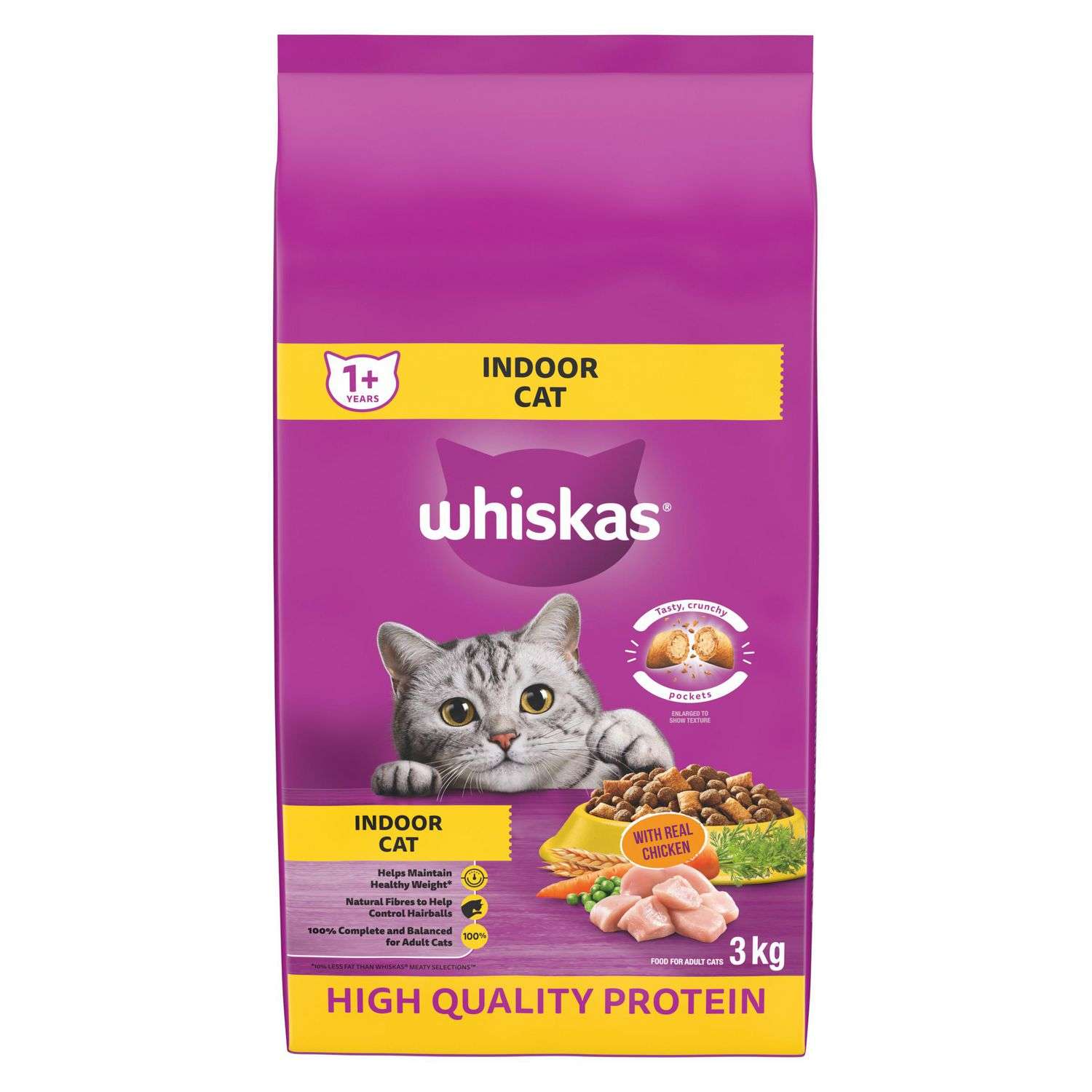 WHISKAS® Indoor CAT with Chicken Adult Dry CAT Food ...