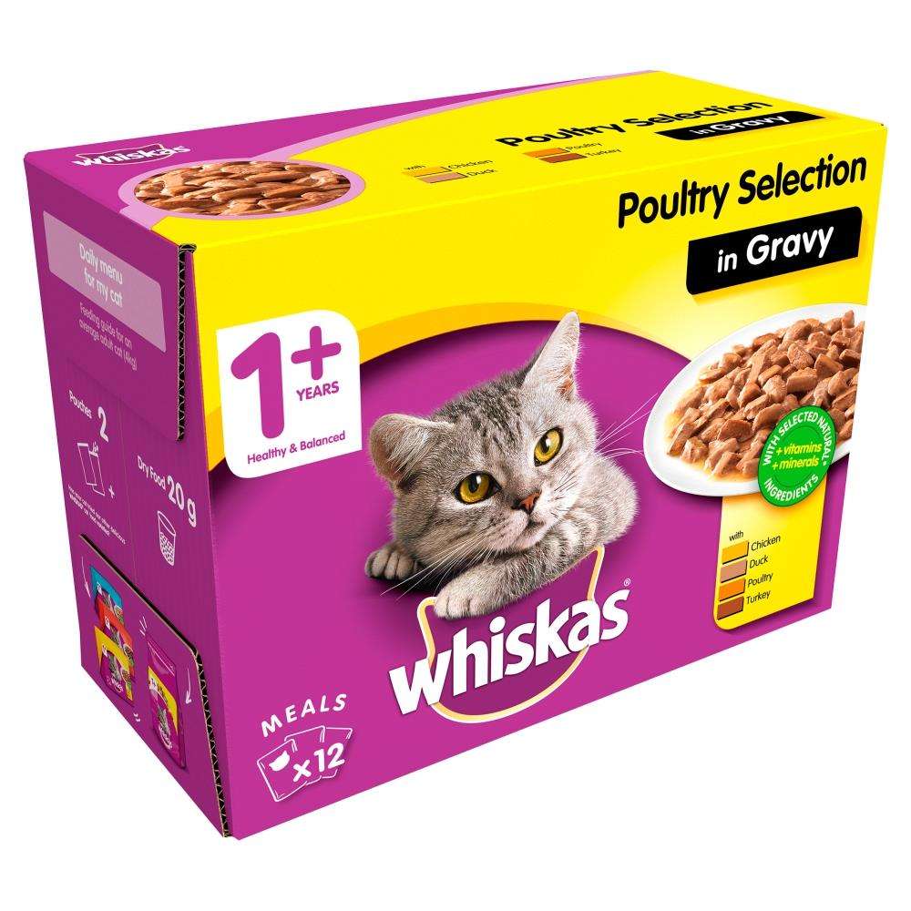 96 x 100g Whiskas 1+ Adult Wet Cat Food Pouches Mixed ...