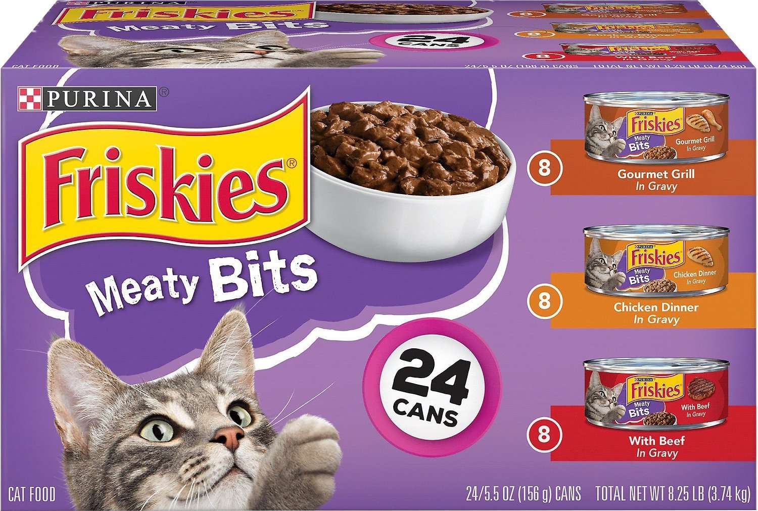 Friskies Meaty Bits Variety Pack Canned Cat Food, 5.5
