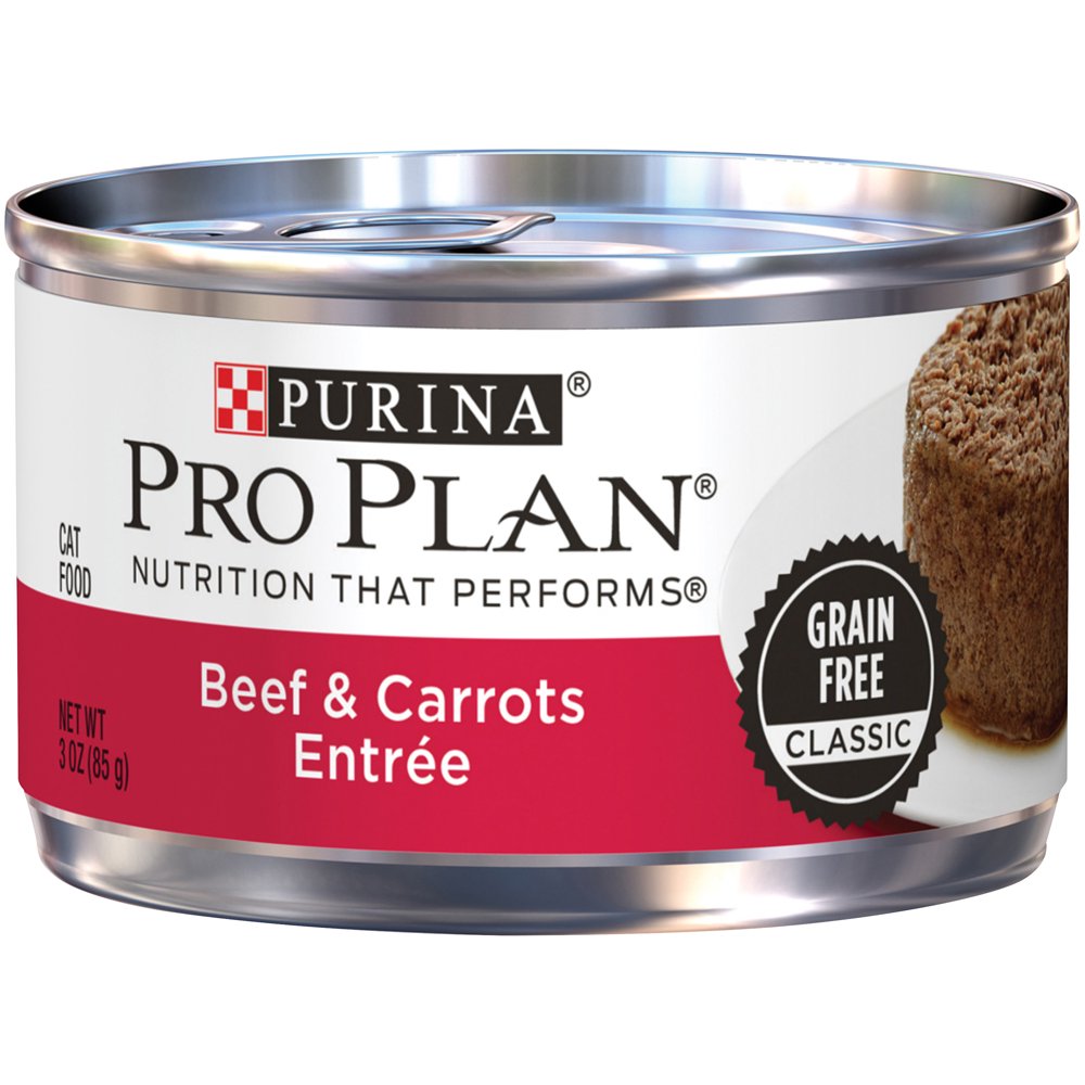 (24 Pack) Purina Pro Plan Grain Free Pate Wet Cat Food, Beef &  Carrots ...