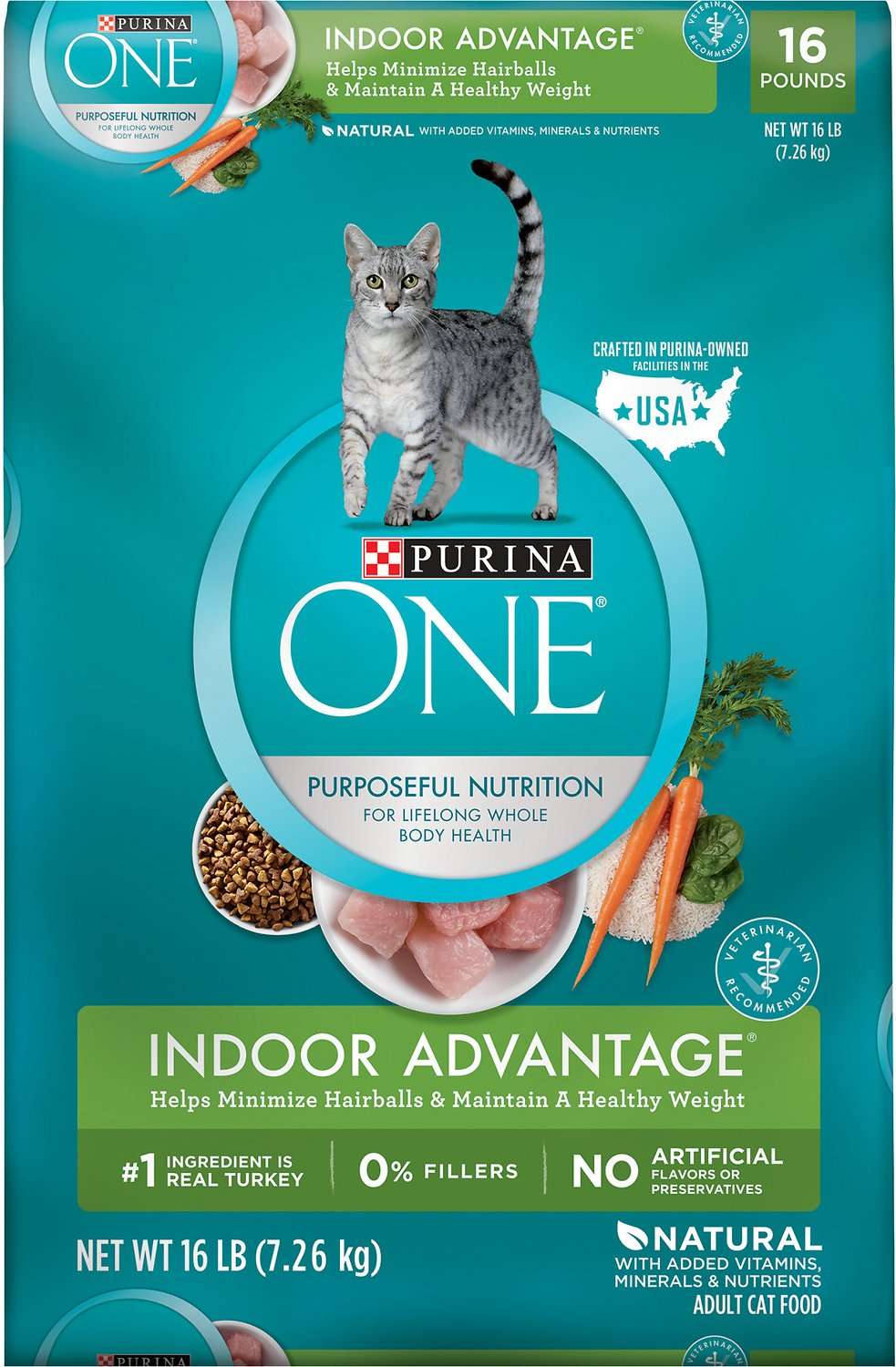 Purina ONE Indoor Advantage Adult Dry Cat Food, 16