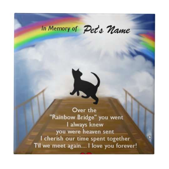 Rainbow Bridge Memorial Poem for Cats Tile