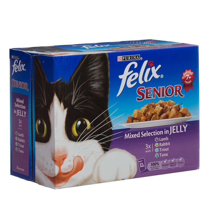 Felix Senior Cat Food Pouches 12 x 100g