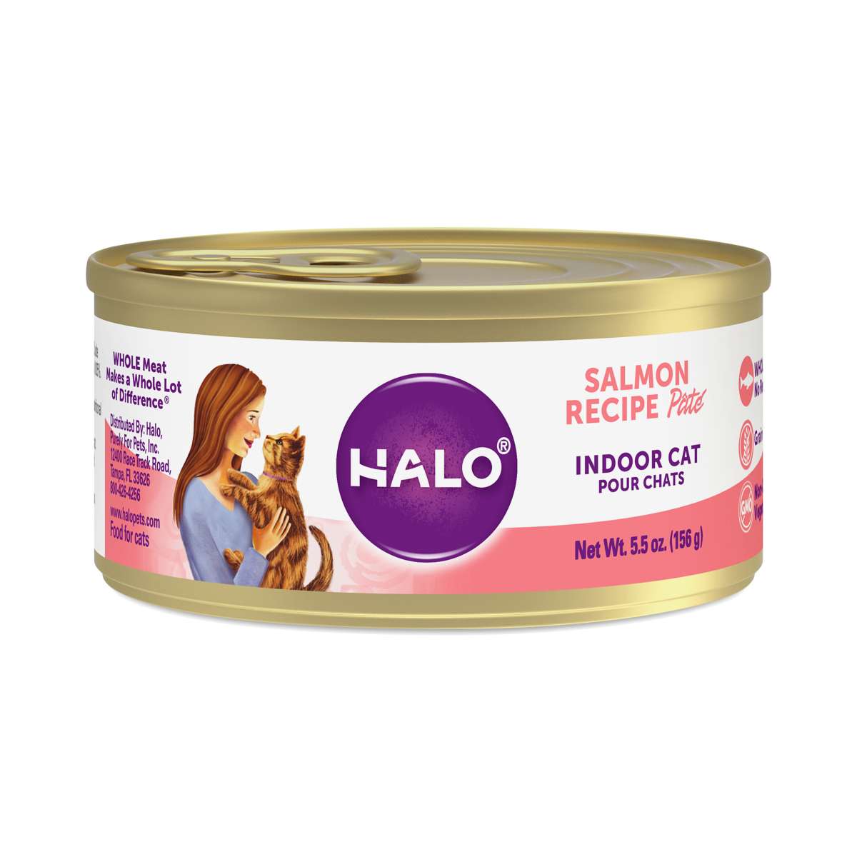 Halo Holistic Indoor Grain Free Wet Cat Food for Adult Cats, Salmon ...