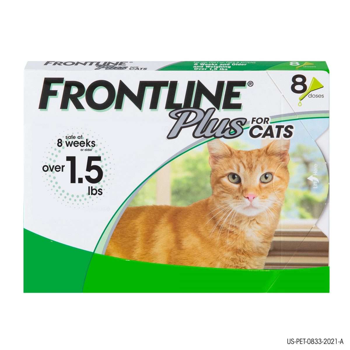 FRONTLINE Plus Flea and Tick Treatment for Cats over 1.5 lbs., 8 ...