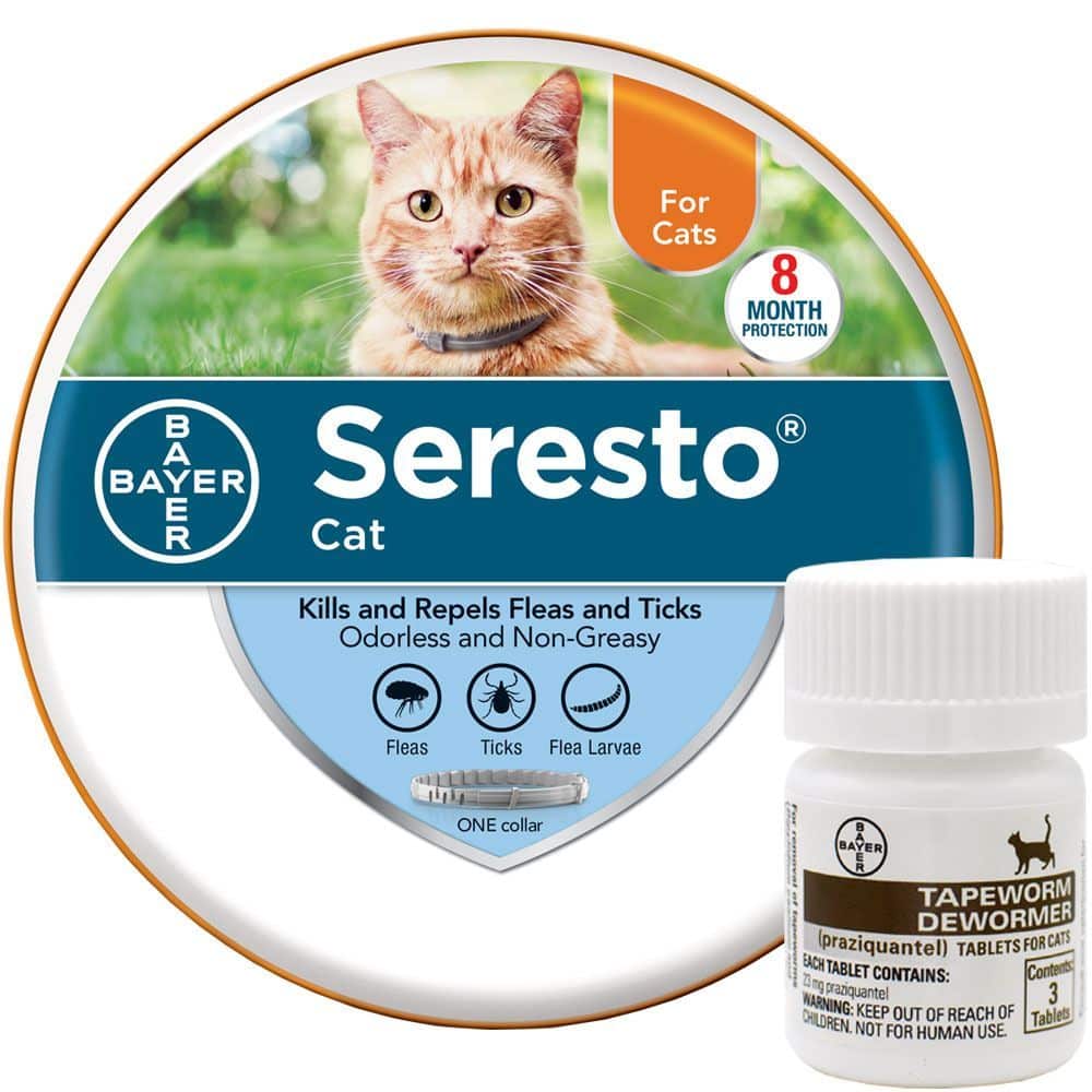 Seresto Flea &  Tick Collar for Cats + Tapeworm Dewormer for Cats (3 ...