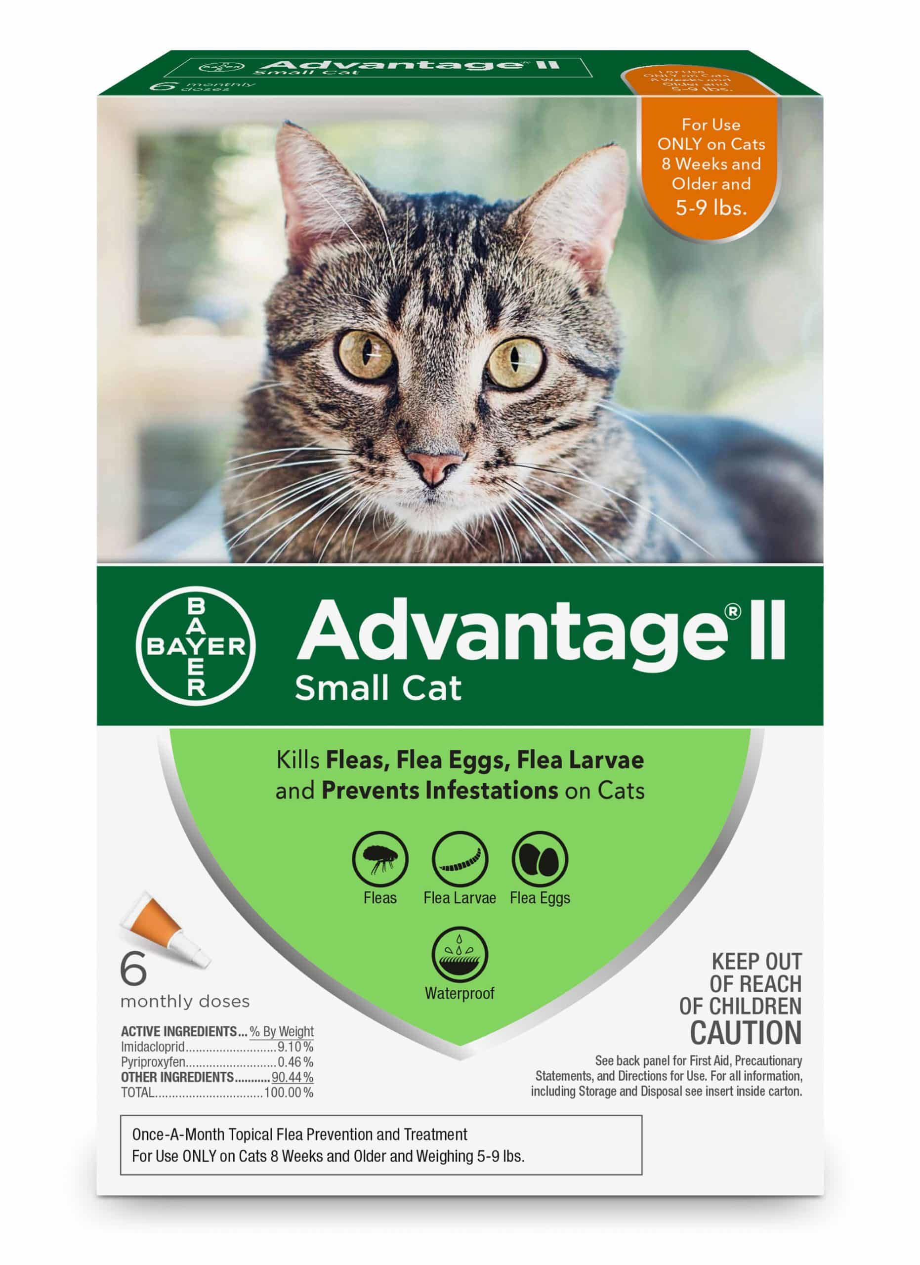 Advantage II Flea Treatment for Small Cats, 6 Monthly Treatments ...