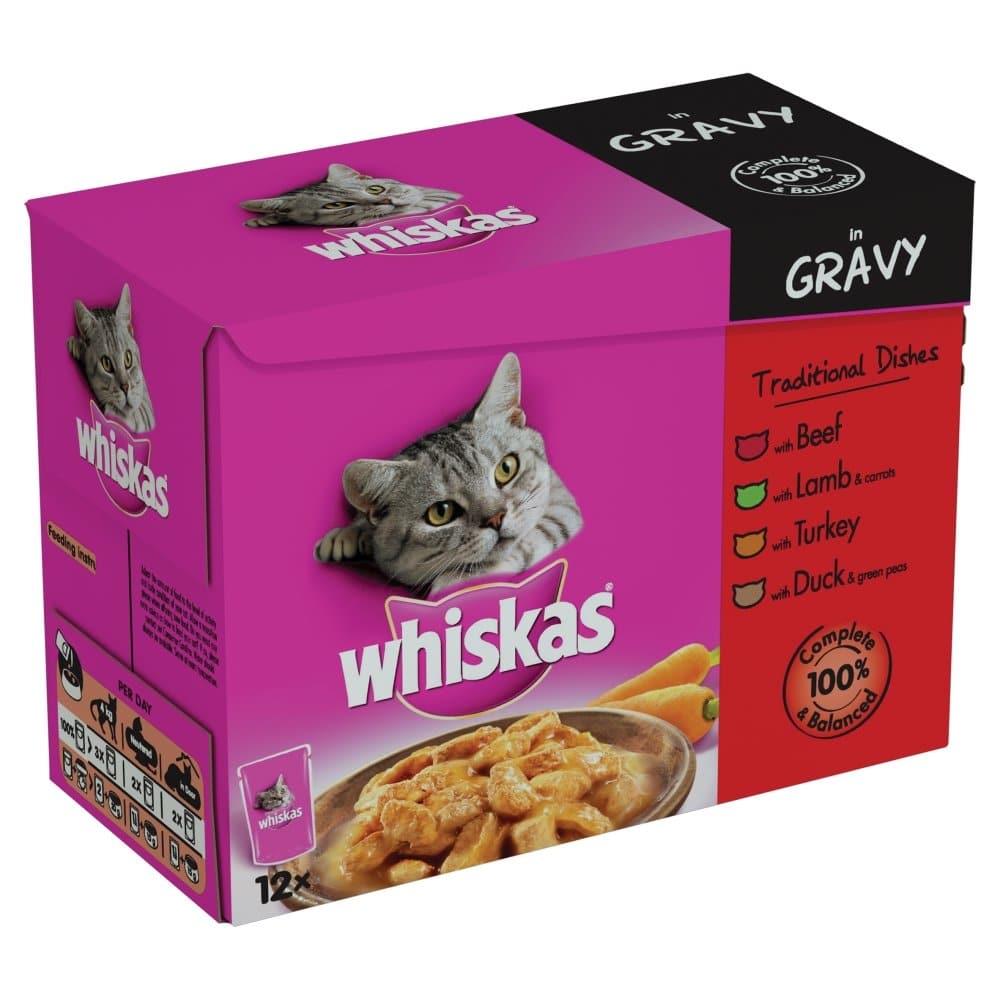 Buy Whiskas Traditional Cat Food Pouches In Gravy Pack 12 x 100gm
