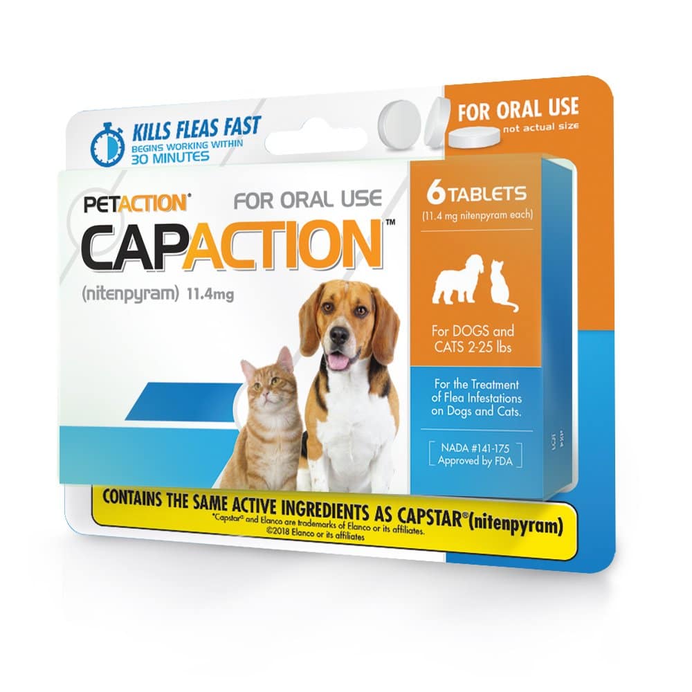 CapAction Fast Acting Flea Treatment for Small Dogs and Cats, 6 Tablets ...