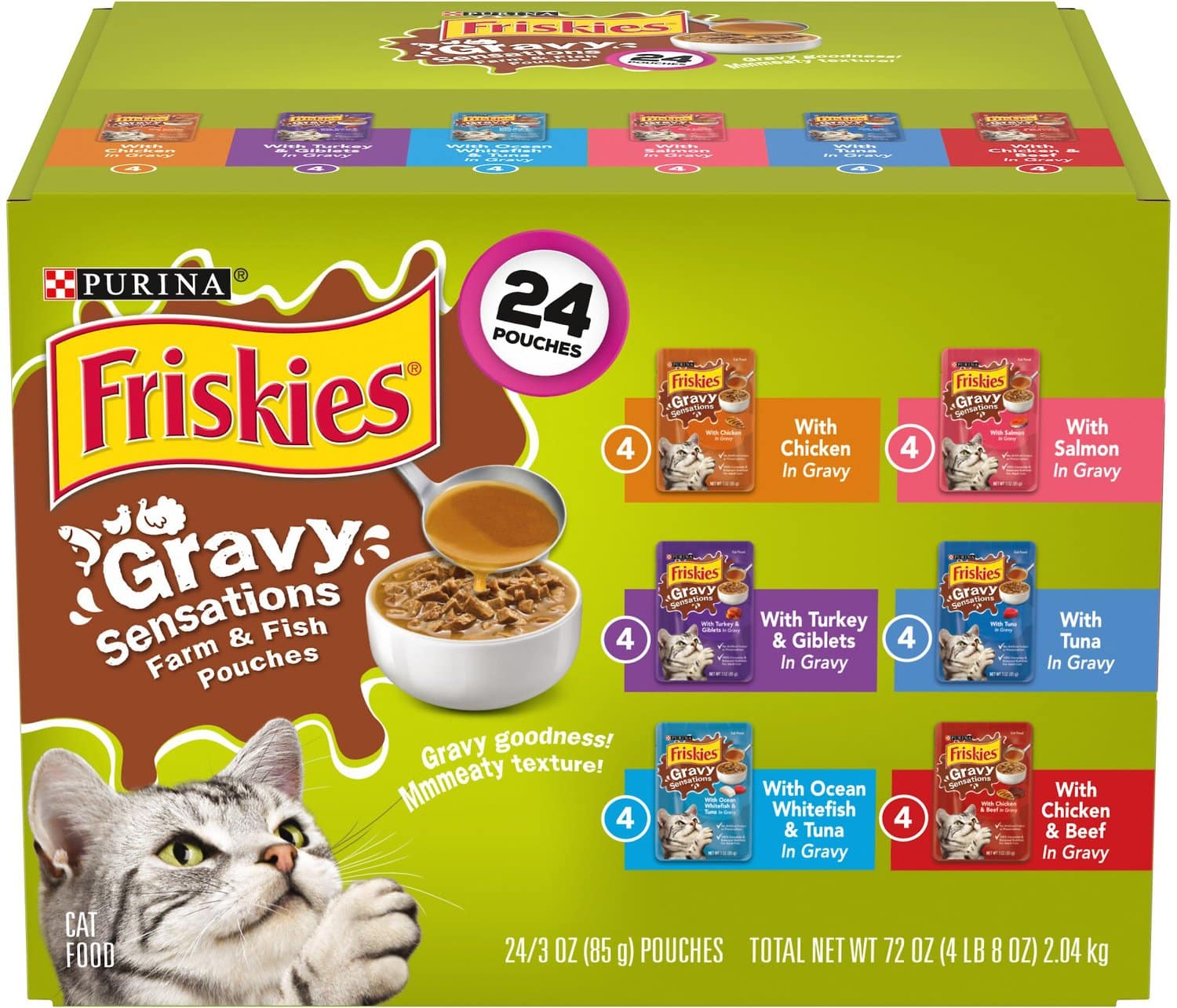 Friskies Gravy Sensations Pouch Favorites Cat Food Pouches, 3
