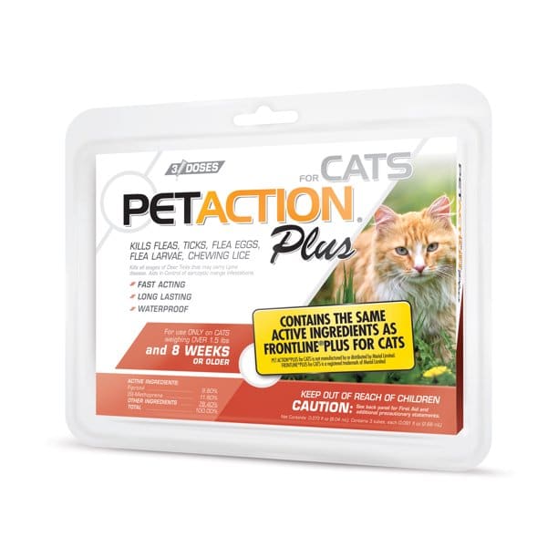 PetAction Plus Flea and Tick Treatment for Cats, 3 Monthly Treatments ...