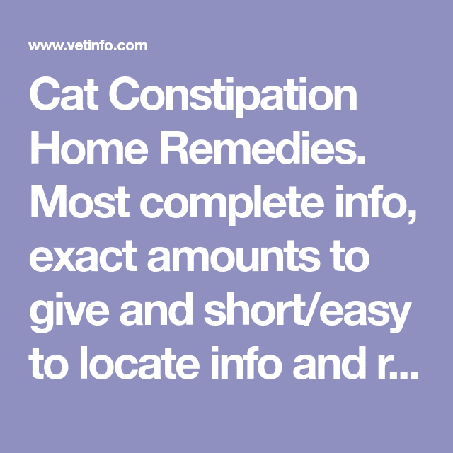 Cat Constipation Home Remedies. Most complete info, exact amounts to ...