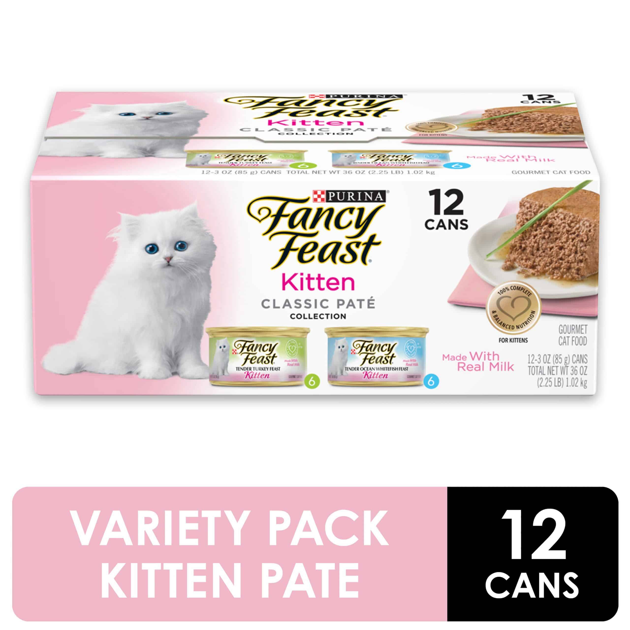 (12 Pack) Fancy Feast Grain Free Pate Wet Kitten Food Variety Pack ...
