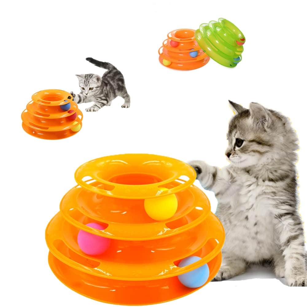 Best Funny Indoor Interactive Cat Toys Kitty Chase Triple Teaser Balls ...