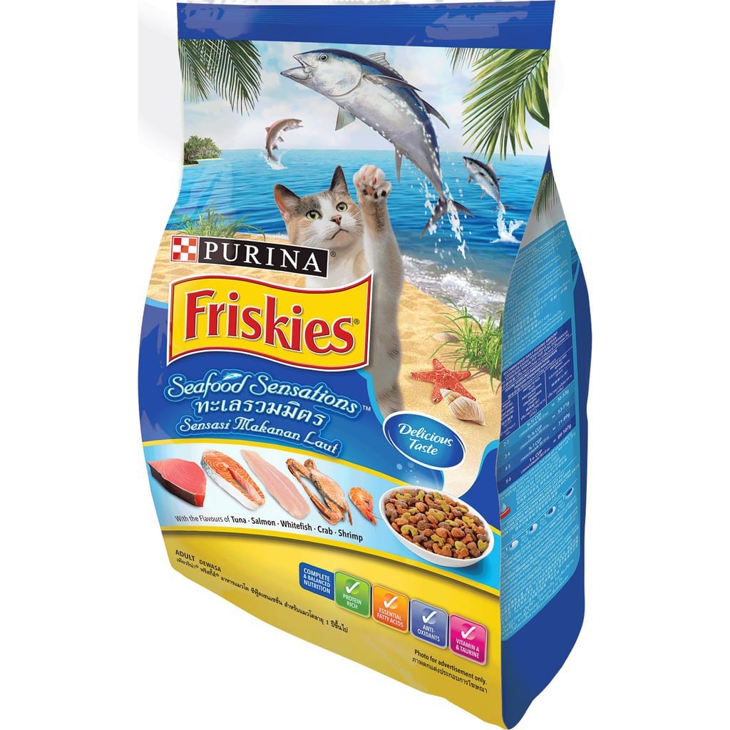 Purina Friskies Seafood Sensations Adult Dry Cat Food 450g