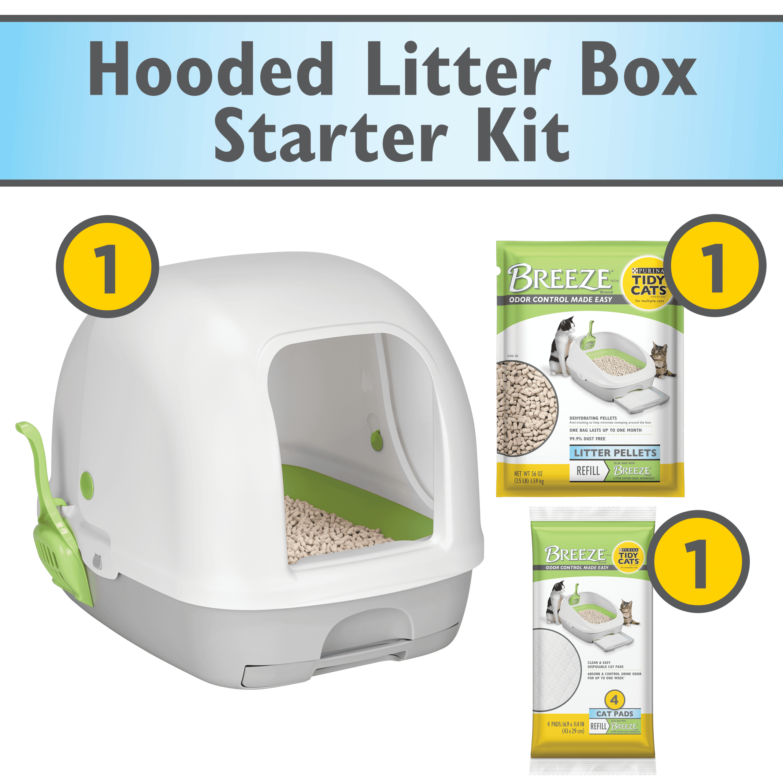 Purina Tidy Cats Hooded Litter Box System, BREEZE Hooded System Starter ...