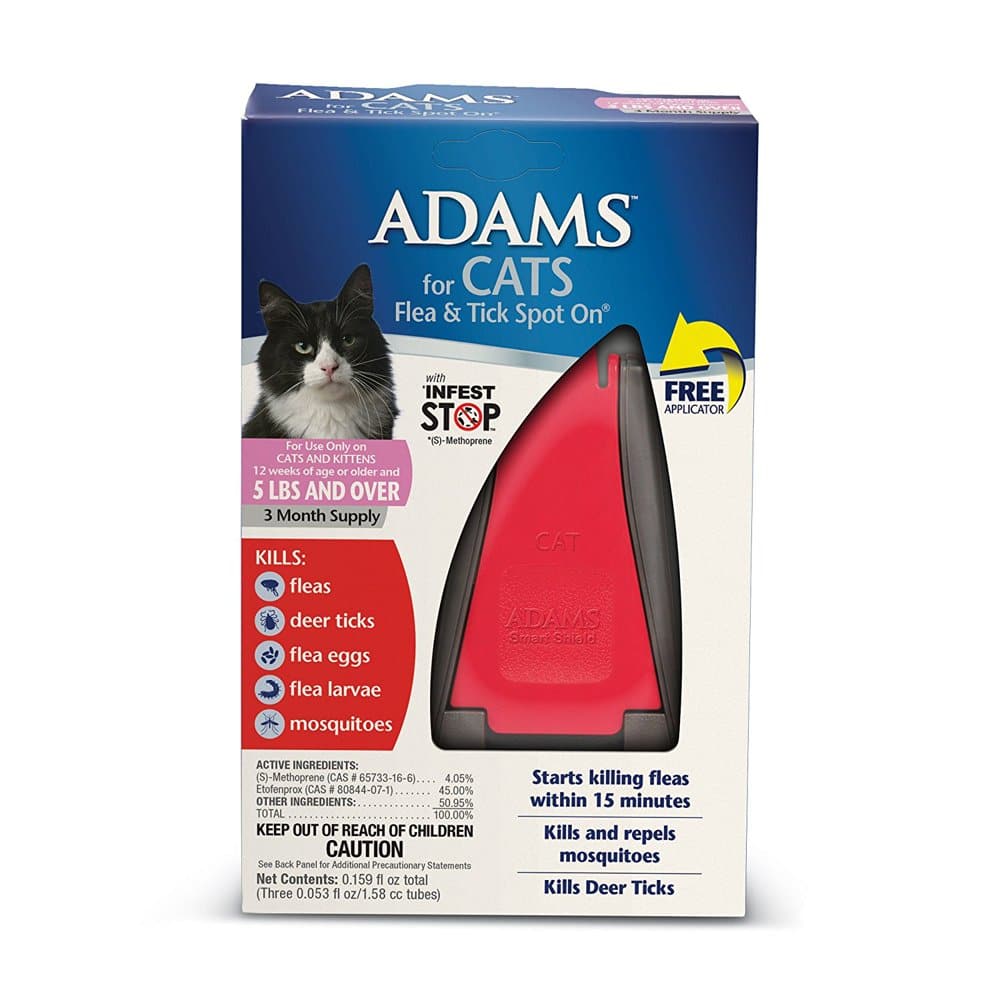 Adams Flea &  Tick Spot On Treatment for Cats, 3 Months Supply